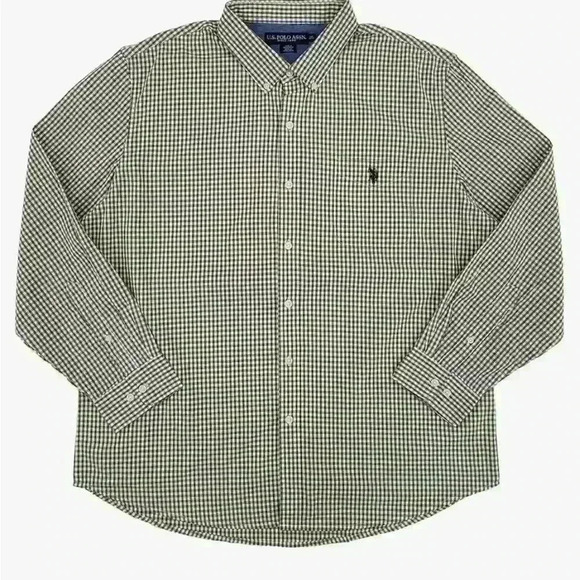 U.S. Polo Assn. Mens Gingham Long Sleeve Button-Down Woven Shirt, Large - Picture 1 of 6